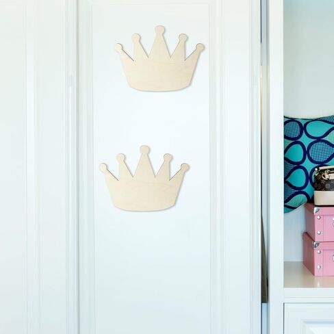 Crown Shape Wood Craft Unfinished Wooden Board DIY Wood Craft Ornaments Craft 6pcs in Saudi Arabia