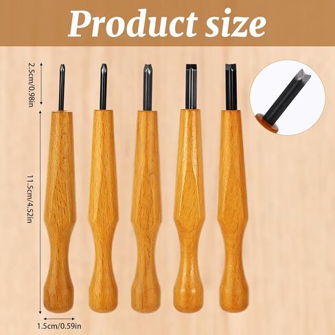 5 Pcs Linocut Carving Tools Set Triangular Linoleum Chisel V Shaped Wood Carving Knife Tools for Linocut Printmaking & Woodcarving with Protective Sleeves Storage Bag (1.5mm, 2mm, 3mm, 4mm, 5mm) in Saudi Arabia