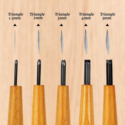 5 Pcs Linocut Carving Tools Set Triangular Linoleum Chisel V Shaped Wood Carving Knife Tools for Linocut Printmaking & Woodcarving with Protective Sleeves Storage Bag (1.5mm, 2mm, 3mm, 4mm, 5mm) in Saudi Arabia