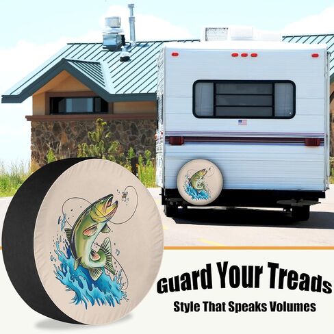 Spare Tire Covers for RV Trailer Bass Fishing Weatherproof Dustproof Universal for SUV, Camp, and Towable Vehicles 12" 13" 14" 15" 16" 17 Inch in Saudi Arabia