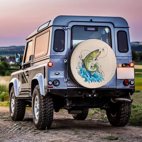 Spare Tire Covers for RV Trailer Bass Fishing Weatherproof Dustproof Universal for SUV, Camp, and Towable Vehicles 12" 13" 14" 15" 16" 17 Inch in Saudi Arabia