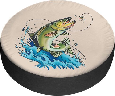 Spare Tire Covers for RV Trailer Bass Fishing Weatherproof Dustproof Universal for SUV, Camp, and Towable Vehicles 12" 13" 14" 15" 16" 17 Inch in Saudi Arabia