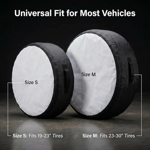 Spare Tire Cover, 420D Oxford with Silver Coating, Waterproof UV Protector, Anti-Aging & Tear-Resistant, Easy Clean, Handle & Drawstring, Fits Jeep RV SUV Trailer, 18-23 Inch Tires (S) in Saudi Arabia