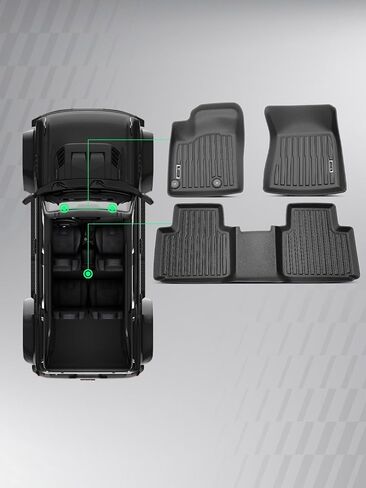 سجادات أرضية YHTAUTO متوافقة مع 2022-2025 Mitsubishi Outlander (لا تناسب موديلات PHEV أو الرياضية)، بطانات أرضية TPE للحماية من جميع الأحوال الجوية، الصف الأول والثاني، مجموعة من 3 قطع in Kuwait