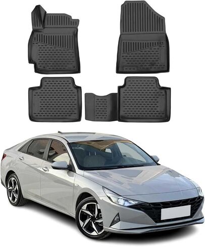 OMAC Floor Mats for Hyundai Elantra 2011-2016 Car Mats All Weather 3D Custom Fit Rubber Mat Waterproof Odorless TPE Floor Liners Laser Measured Non-Slip (Black) in Kuwait