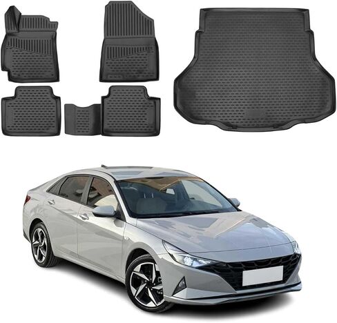 OMAC Floor Mats for Hyundai Elantra 2011-2016 Car Mats All Weather 3D Custom Fit Rubber Mat Waterproof Odorless TPE Floor Liners Laser Measured Non-Slip (Black) in Saudi Arabia