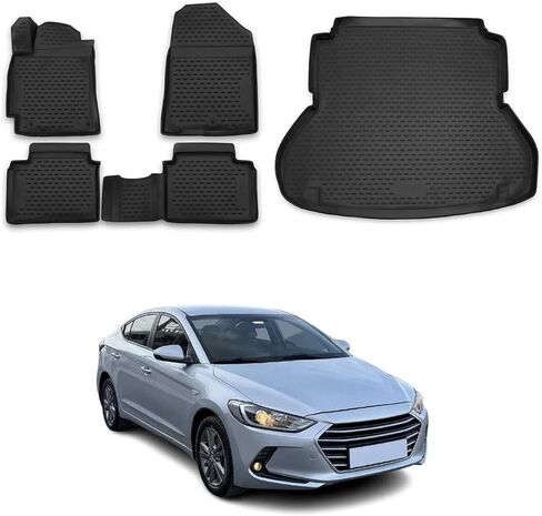 OMAC Floor Mats for Hyundai Elantra 2011-2016 Car Mats All Weather 3D Custom Fit Rubber Mat Waterproof Odorless TPE Floor Liners Laser Measured Non-Slip (Black) in Saudi Arabia