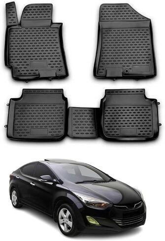 OMAC Floor Mats for Hyundai Elantra 2011-2016 Car Mats All Weather 3D Custom Fit Rubber Mat Waterproof Odorless TPE Floor Liners Laser Measured Non-Slip (Black) in Saudi Arabia