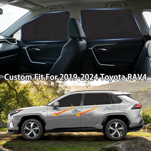 XCBYT Car Window Shades for 2019-2024 Toyota RAV4, Suede Fabric Car Window Covers for Privacy, Custom Fit Design Without Built-in Steel Rings, UV & Heat Protection, Magnetic Installation in Saudi Arabia