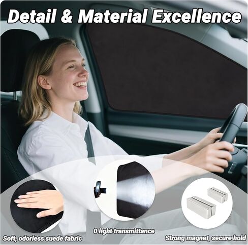 XCBYT Car Window Shades for 2019-2024 Toyota RAV4, Suede Fabric Car Window Covers for Privacy, Custom Fit Design Without Built-in Steel Rings, UV & Heat Protection, Magnetic Installation in Saudi Arabia