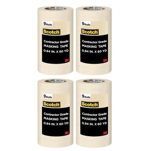 Scotch Contractor Grade Masking Tape, 0.94 inches by 60.1 Yards (540 Yards Total per roll), 4 Pack in Kuwait