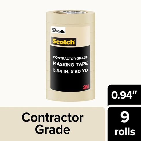Scotch Contractor Grade Masking Tape, 0.94 inches by 60.1 Yards (540 Yards Total per roll), 4 Pack in Kuwait
