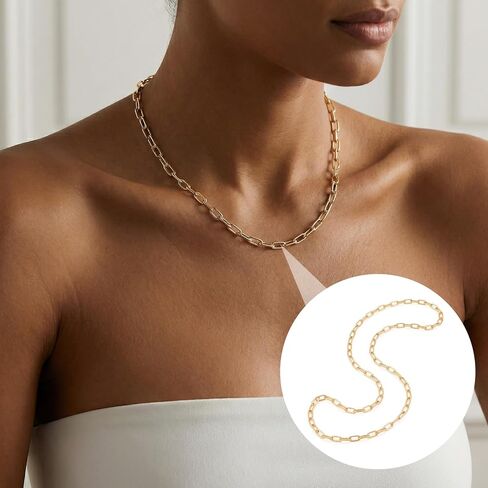 Avxzbef 16.4 Feet Gold Plated Stainless Steel Paperclip Chain Set Gold Plated Chain Lobster Clasp Open Jump Ring for DIY Necklaces Anklets Bracelets in Saudi Arabia