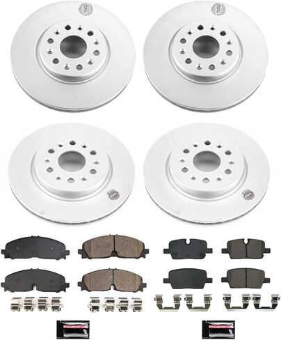PowerStop Front and Rear Brake Kit for Buick Enclave 2021-23 |Chevrolet Blazer 2021-23 |Traverse 2021-23 - Fully-Coated Disc Rotors with Z17 Ceramic Brake Pads Replacement, CRK8794 in Kuwait