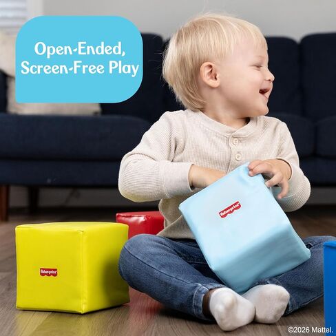 مكعبات بناء إسفنجية ناعمة للأطفال الصغار من Fisher-Price - 9 كتل تكديس كبيرة ملونة للأطفال الصغار بعمر عامين فما فوق - لعبة تعليمية خفيفة الوزن لمرحلة ما قبل المدرسة in Kuwait
