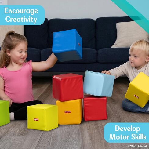 مكعبات بناء إسفنجية ناعمة للأطفال الصغار من Fisher-Price - 9 كتل تكديس كبيرة ملونة للأطفال الصغار بعمر عامين فما فوق - لعبة تعليمية خفيفة الوزن لمرحلة ما قبل المدرسة in Kuwait