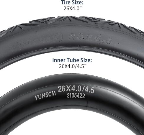YUNSCM 26'' Fat Bike Tires 26x4.0 and 26'' Bike Tubes Schrader Valve Compatible with 26 x 4.0 Mountain E-Bike Bicycle Fat Tires and Tubes (A-1188) in Saudi Arabia