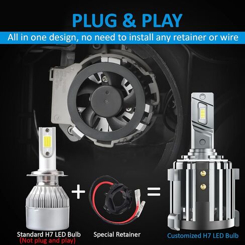 YCLL LED Lights Adapter Retainer Holder Specific Fit for VW Passat Golf GTI Jetta Ti-guan,600% Brightness CSP Chip Plug & Play，100W LED Kit 6500K White,2Pack in Saudi Arabia