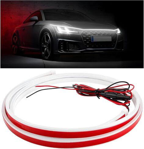 Car Hood Light Strip, 59 Inch Flexible LED Daytime Running Light Strip Vehicle Exterior Decor, 12V Waterproof Dynamic Scan Start Up Hoodbeam Kit for Cars Trucks SUVs (White) in Saudi Arabia