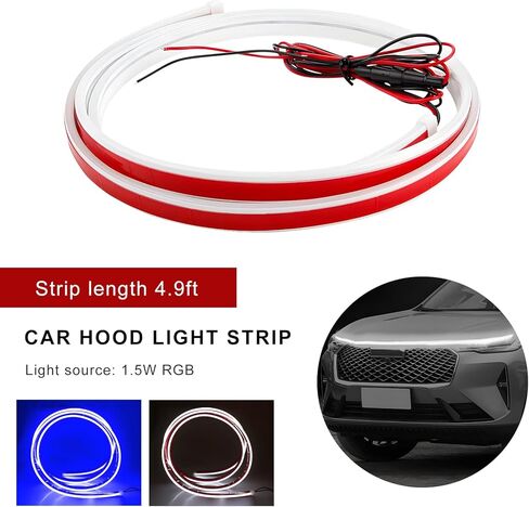 Car Hood Light Strip, 59 Inch Flexible LED Daytime Running Light Strip Vehicle Exterior Decor, 12V Waterproof Dynamic Scan Start Up Hoodbeam Kit for Cars Trucks SUVs (White) in Saudi Arabia
