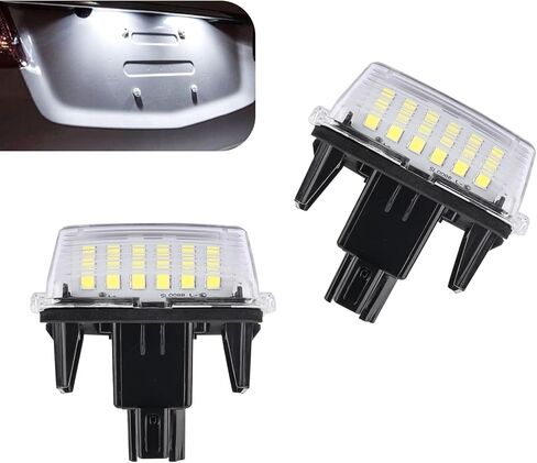 2 PCS Car License Plate Lights, 18-SMD LED Super Bright Non-strobing Blub, Anti-Vibration Waterproof Housing Assembly, Compatible with 12-16 Camry 14-16 Yarisl Ez Vios Levin Corolla (White) in Saudi Arabia