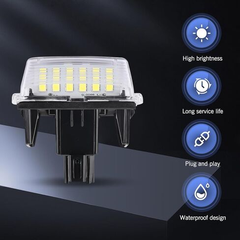2 PCS Car License Plate Lights, 18-SMD LED Super Bright Non-strobing Blub, Anti-Vibration Waterproof Housing Assembly, Compatible with 12-16 Camry 14-16 Yarisl Ez Vios Levin Corolla (White) in Saudi Arabia