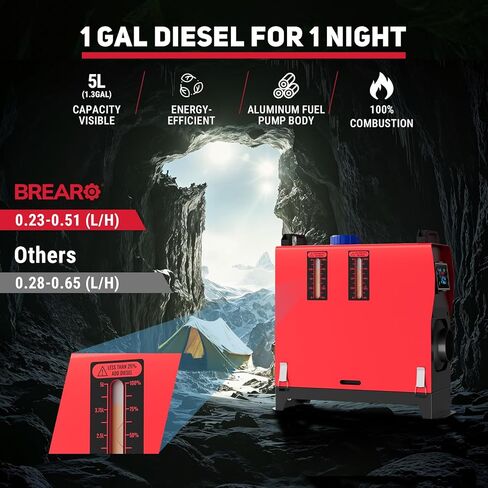 Diesel Heater, 12V 8KW Remote Control & LCD Monitor, All in One with 5L/1.3Gal Fuel Tank, Fast Heating Parking Heater for Car RV Truck Tent Garage Camper in Saudi Arabia