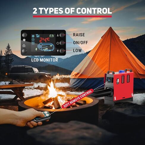 Diesel Heater, 12V 8KW Remote Control & LCD Monitor, All in One with 5L/1.3Gal Fuel Tank, Fast Heating Parking Heater for Car RV Truck Tent Garage Camper in Saudi Arabia
