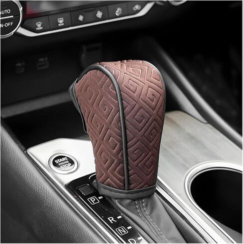 Car Gear Shift Knob Cover, Anti-Slip & Breathable Soft Automatic Stick Shifting Handle Protector, Dust & Waterproof Vehicle Shift Knob Decoration, Universal Automotive Accessories (Brown) in Saudi Arabia