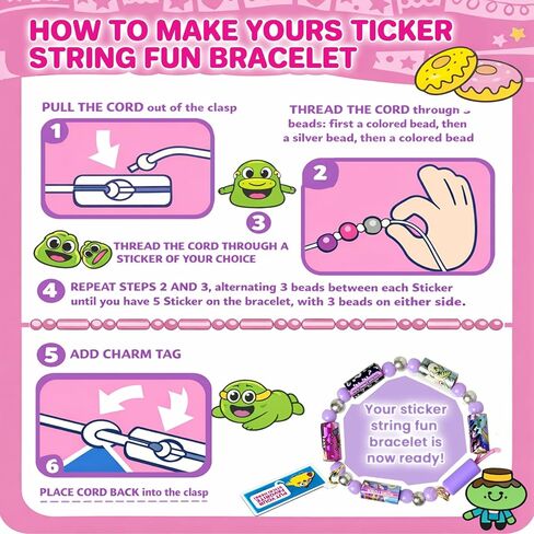 Sticker Bracelet Kit with Collection Book, 240 Mini Stickers Set, Wearable & Shareable Sticker Rolls, Kids Beading Set for Bracelet & Necklace Making, 1000+ Designs (6X Drop) in Saudi Arabia