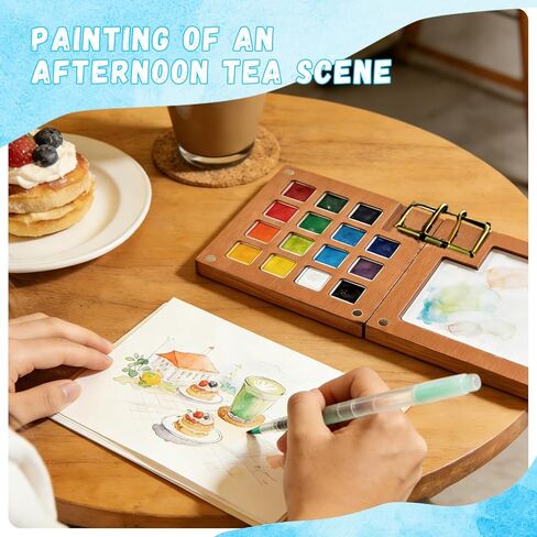 𝐏𝐀𝐀𝐒𝐓𝐀𝐈 Mini Watercolor Paint Set—24-color portable watercolor kit containing paints, brushes, a sketchbook, and instructions, making it a unique and creative gift for art enthusiasts (15 Grids) (Colorful) in Saudi Arabia