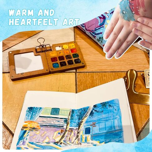 𝐏𝐀𝐀𝐒𝐓𝐀𝐈 Mini Watercolor Paint Set—24-color portable watercolor kit containing paints, brushes, a sketchbook, and instructions, making it a unique and creative gift for art enthusiasts (15 Grids) (Colorful) in Saudi Arabia