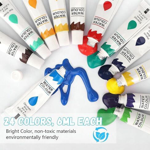 𝐏𝐀𝐀𝐒𝐓𝐀𝐈 Mini Watercolor Paint Set—24-color portable watercolor kit containing paints, brushes, a sketchbook, and instructions, making it a unique and creative gift for art enthusiasts (15 Grids) (Colorful) in Saudi Arabia