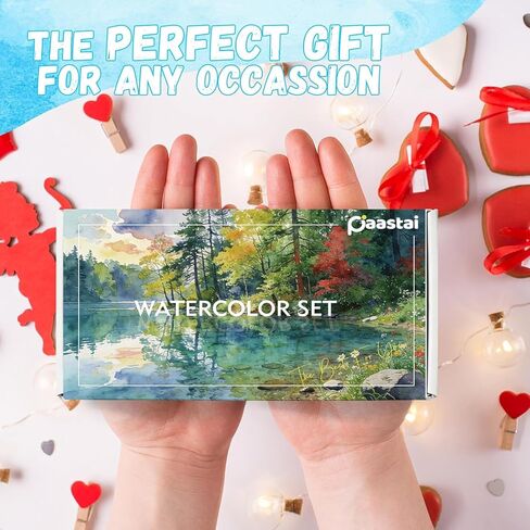 𝐏𝐀𝐀𝐒𝐓𝐀𝐈 Mini Watercolor Paint Set—24-color portable watercolor kit containing paints, brushes, a sketchbook, and instructions, making it a unique and creative gift for art enthusiasts (15 Grids) (Colorful) in Saudi Arabia