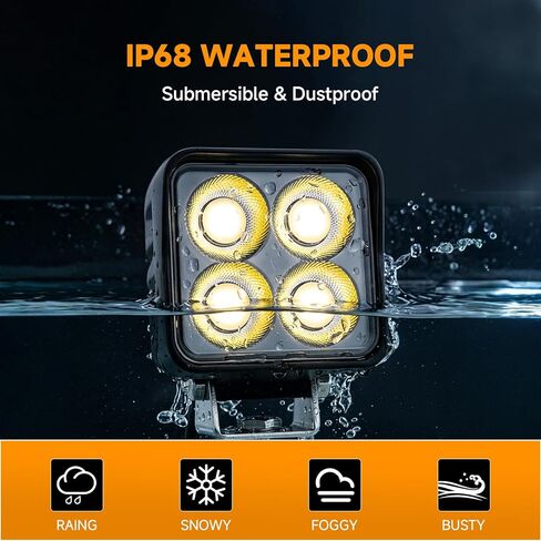184W 14000LM LED Work Lights, 4 Inch IP68 Waterproof Wide Flood Beam LED Tractor Light Bars, 5700K Daylight 12V-24V LED Work Lights for Truck, ATV, UTV, Farm & Off-Road Vehicles 2 Pack in Saudi Arabia
