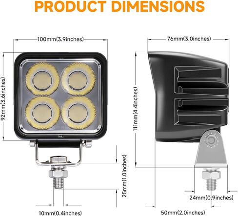 184W 14000LM LED Work Lights, 4 Inch IP68 Waterproof Wide Flood Beam LED Tractor Light Bars, 5700K Daylight 12V-24V LED Work Lights for Truck, ATV, UTV, Farm & Off-Road Vehicles 2 Pack in Saudi Arabia