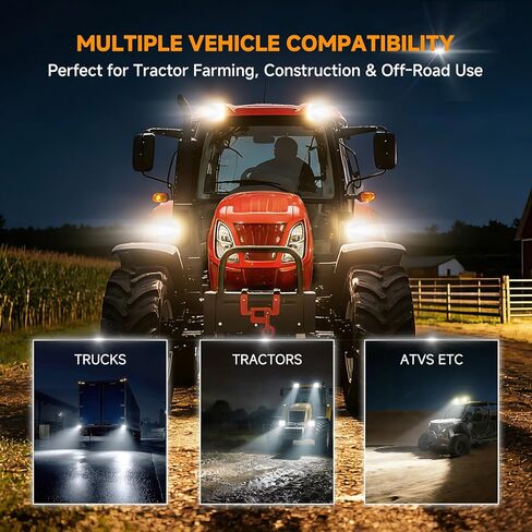 184W 14000LM LED Work Lights, 4 Inch IP68 Waterproof Wide Flood Beam LED Tractor Light Bars, 5700K Daylight 12V-24V LED Work Lights for Truck, ATV, UTV, Farm & Off-Road Vehicles 2 Pack in Saudi Arabia