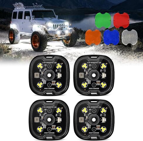 MICTUNING C6 White Rock Lights 8 Pods Kit - High Brightness Multifunctional Off-Road Lighting Kit, Spot/Flood Beam Interchangeable Colorful Lens, IP68 Waterproof for Trucks & SUVs in Kuwait