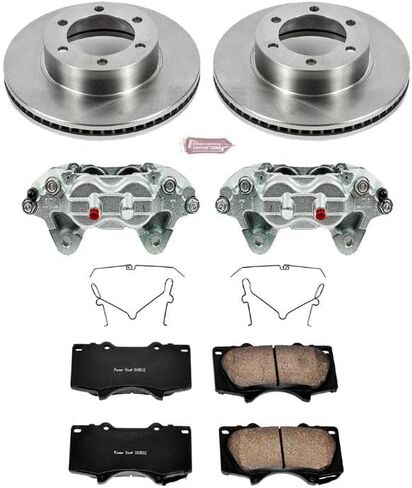 PowerStop Front Brake & Caliper Kit for Toyota Sequoia 2001-07 | Toyota Tundra 2000-06 - Ceramic Brake Pads + Calipers + Disc Rotors Replacement, KCOE2324 in Kuwait