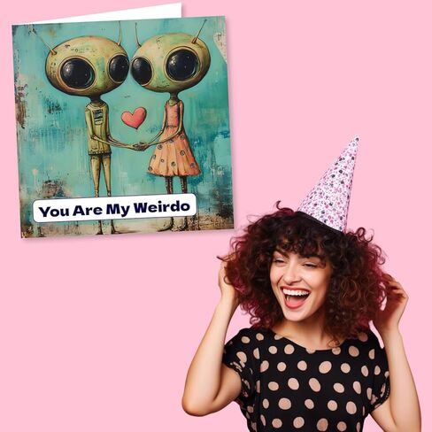 Happy Anniversary or Birthday Card for Partner - Funny and Lighthearted - You Are My Weirdo - Aliens, Alien - For Husband, Wife, Girlfriend, Boyfriend - Valentines in Saudi Arabia