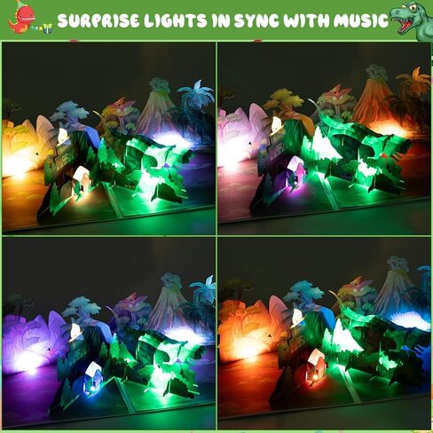 CUISH Dinosaur Musical 3D Pop-Up Birthday Card with LED Lights & Blowout Candle - Interactive Greeting Card Plays 'Happy Birthday' Song, Birthday Gifts for Adults, Boys and Girls in Saudi Arabia