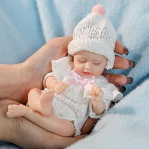 8 inch Silicone Reborn Baby Doll, Soft Touch Realistic Baby with Glued Eyelashes, Full Body Silicone Doll, Stress Relief & Gift Doll in Saudi Arabia