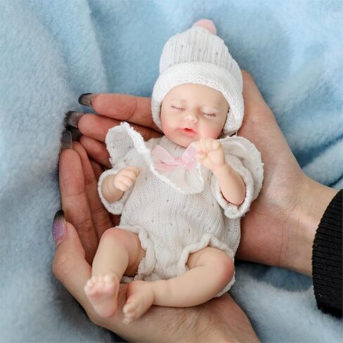 8 inch Silicone Reborn Baby Doll, Soft Touch Realistic Baby with Glued Eyelashes, Full Body Silicone Doll, Stress Relief & Gift Doll in Saudi Arabia