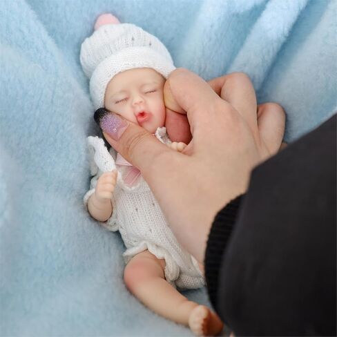 8 inch Silicone Reborn Baby Doll, Soft Touch Realistic Baby with Glued Eyelashes, Full Body Silicone Doll, Stress Relief & Gift Doll in Saudi Arabia