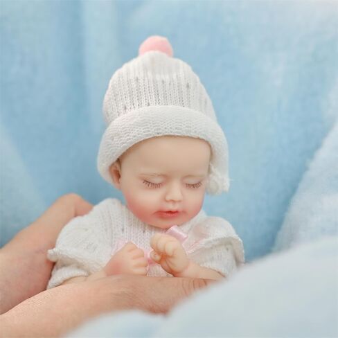 8 inch Silicone Reborn Baby Doll, Soft Touch Realistic Baby with Glued Eyelashes, Full Body Silicone Doll, Stress Relief & Gift Doll in Saudi Arabia