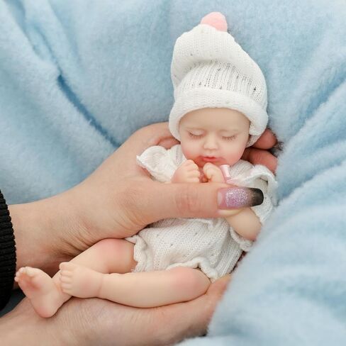 8 inch Silicone Reborn Baby Doll, Soft Touch Realistic Baby with Glued Eyelashes, Full Body Silicone Doll, Stress Relief & Gift Doll in Saudi Arabia