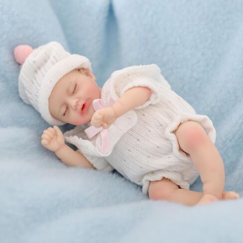 8 inch Silicone Reborn Baby Doll, Soft Touch Realistic Baby with Glued Eyelashes, Full Body Silicone Doll, Stress Relief & Gift Doll in Saudi Arabia