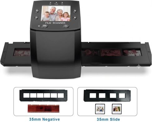 35mm Film & Slide Scanner with 2.4" LCD Screen, Converts 135 Negatives & Slides to Digital JPEG, Quick Slide Mount Feeder & USB Transfer in Kuwait