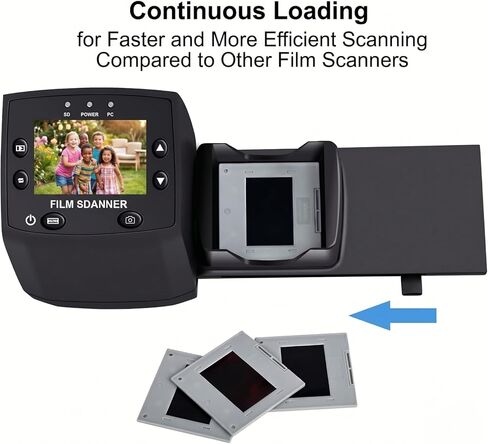 35mm Film & Slide Scanner with 2.4" LCD Screen, Converts 135 Negatives & Slides to Digital JPEG, Quick Slide Mount Feeder & USB Transfer in Kuwait