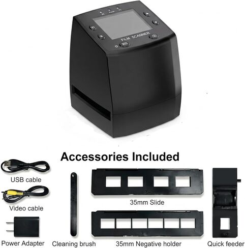 35mm Film & Slide Scanner with 2.4" LCD Screen, Converts 135 Negatives & Slides to Digital JPEG, Quick Slide Mount Feeder & USB Transfer in Kuwait